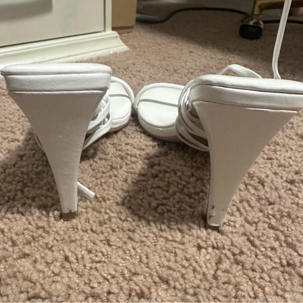 Tony Bianco White Wrap-Around Strappy Heels - Picture 6 of 7